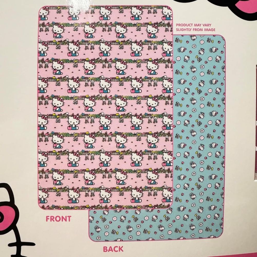 Hello Kitty Quilted Reversible Throw Blanket - Pastel Blue/Pink, 60"x90" - Picture 4 of 4